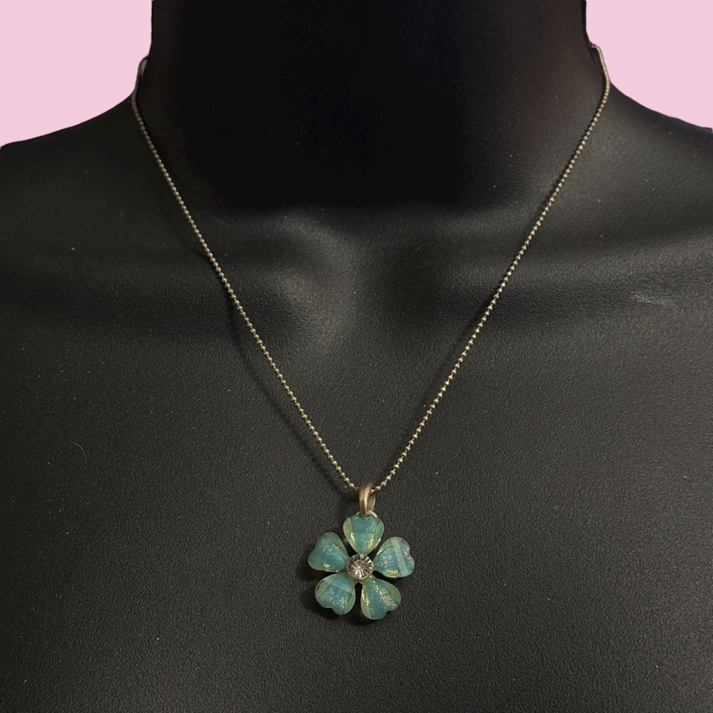 Cool Jewels silver tone blue flower pendant necklace